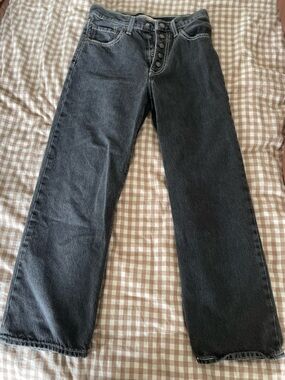 Levi's Straight-Leg Button-Fly Jeans in Washed Black